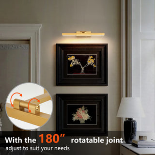 16" Gold Modern Dimmable LED Vanity Light - Wireless Rechargeable Bathroom Wall Fixture Over Mirror