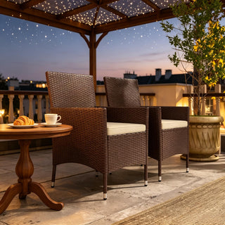 Garden Stackable Chairs,Rattan Dining Chairs,Rattan Chairs with Backrest(Only 2 PCS chairs)