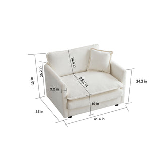 White Chenille 3-Piece Sofa Set - Space-Saving Casual Living Room Group with Pillows