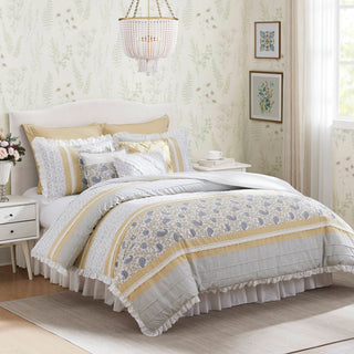 9 Piece Cotton Percale Comforter Set Yellow Queen