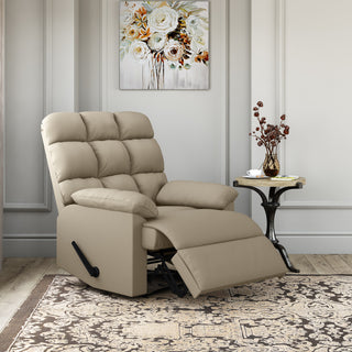 Granada Pro Ergonomic Recliner & Ottoman Set – Genuine Top-Grain Leather Lounge Chair, 360° Swivel, Heavy-Duty Aluminum Base, High-Density Cloud-Foam Support for Living Room, Bedroom & Office (Sandstone Khaki)