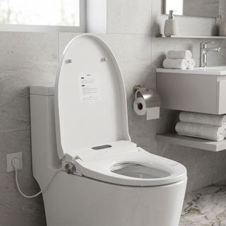 Smart bidet toilet seat in white with heated seat and remote control