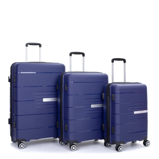 Navy Hardshell Suitcase Set with Double Spinner Wheels and TSA Lock, Lightweight and Durable PP Luggage, 3-Piece Set (20/24/28)