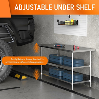 Stainless Steel Table for Prep & Work 24' X 60' inches with 2 Adjustable Shelf, Commercial Workstations, Utility Table in Kitchen Garage Laundry Room Outdoor BBQ