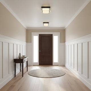 8-Inch Black LED Flush Mount Ceiling Light - Ultra-Slim Integrated LED Light Fixture for Hallway, Kitchen, and Bathroom - Modern Industrial Grade Low Profile Ceiling Lamp - 3000K/4000K/5000K CCT Selectable