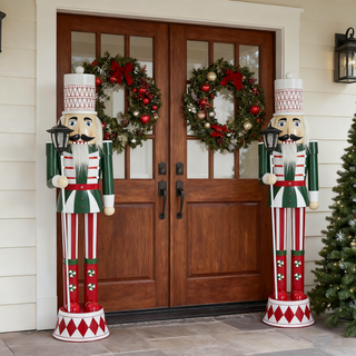 Classic iron nutcracker holiday decor in green, red and white