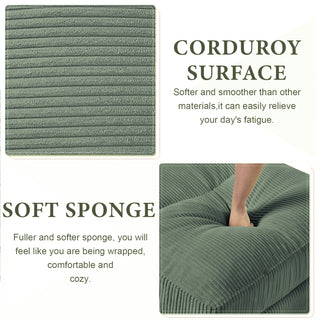 Modern U-Shape Modular Sectional Sofa - 6-Seat Corduroy, Olive Green