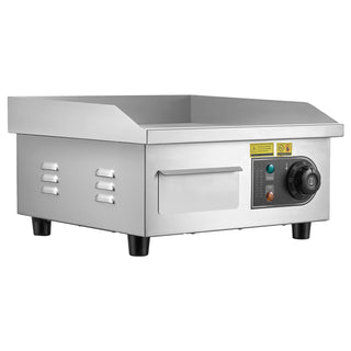 Commercial Electric Griddle, 13.98 x 11.81 inch, 1750W, 122-570°F Adjustable Temp Control, Stainless Steel Countertop Flat Top Grill with 2 Spatulas and 2 Brushes, for Steak, Pancake, Squid