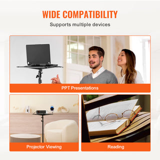 Projector Stand Tripod | Adjustable Height 26.97–63 in | Portable Projector & Laptop Stand with Tray & Gooseneck Phone Holder | Outdoor Movies, Home, Office, Stage & Studio