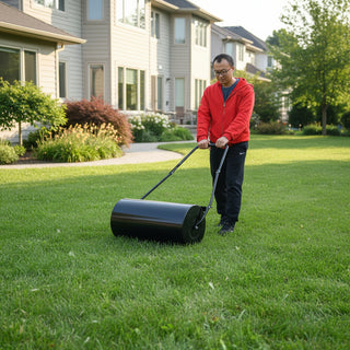 Lawn Roller, Push/Tow Behind Water/Sand Filled Steel Yard Sod Roller for Garden Backyard, 13 Gallon