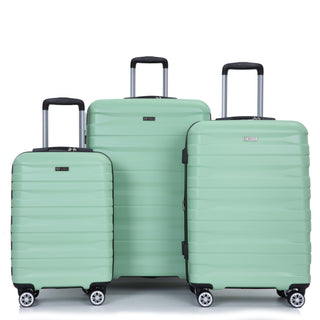 Light Green PC Lightweight & Durable Expandable Luggage Set with Hooks & Spinner Wheels (21/25/29)