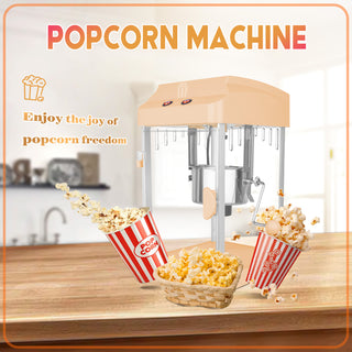 4 oz Tabletop Popcorn Machine - Stainless Steel Kettle Popper for Home Theater & Family Movie Night (Orange)