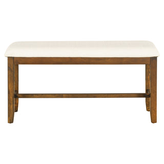 TREXM 6-Piece Kitchen Dining Table Set Wooden Rectangular Dining Table, 4 Fabric Chairs and Bench Family Furniture (Natural Cherry)