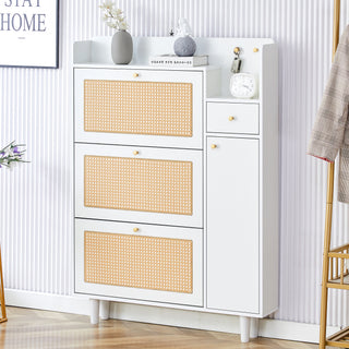 Modern Minimalist Storage Cabinet - Japanese Rattan Shoe Cabinet, Bed Top Cabinet, Small Home Furniture for Corridors and Living Rooms - GZ-DI-03