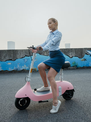 Electric Scooter with Foldable Seat w/35 Miles Operating Range & 15.5mph Max Speed - Pink