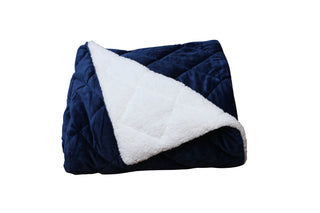 Modern Reversible Throw Blanket, Navy Blue and White