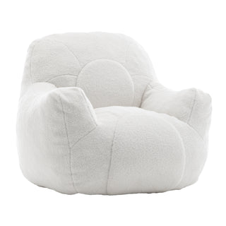 Teddy Fabric Bean Bag Chair Sofa with Filler | Tufted Memory Foam Lounger | Fluffy White Cozy Seating for Adults, Dorm, Apartment, & Living Room
