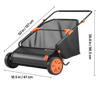 30 inch Push Lawn Sweeper with Hopper Bag, Black