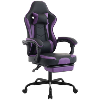 Black &amp; Purple Gaming Chair | Ergonomic w/ Footrest, Massage Lumbar &amp; 300lb Capacity
