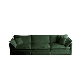 Green Chenille 2-Piece Sofa Set - Modern 2+3 Seater Deep Seat Living Room Group