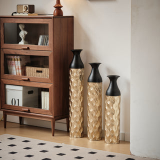 Floor Metal Vases Decorated White Metal vases Set of 3 gorgeous home decoration large glazed metal vases 24.8in/29in/33.8in height