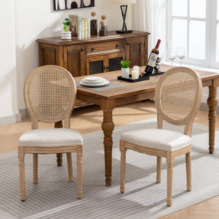 French Style Dining Chair Set of 2, Cream