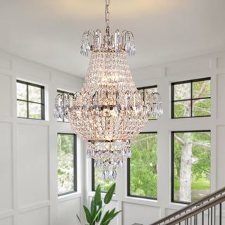 Gold Crystal Chandelier – Large Luxury Contemporary Ceiling Light for Living Room, Dining Room, Bedroom & Hallway