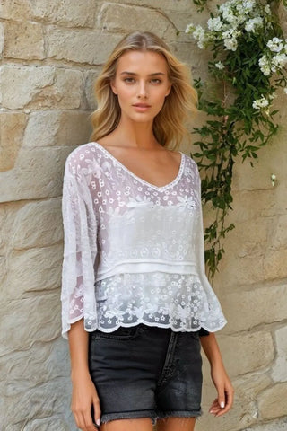 ADORA Bell Sleeve Lace Top