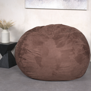 5-Foot Giant Shredded Foam Bean Bag Chair | High-Density French Roast Microsuede Lounger | Removable Washable Cover | Ultimate Adult & Teen Seating