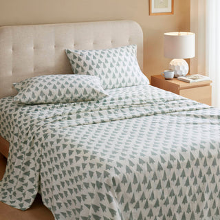 4-Piece Full 100% Cotton Printed Sheet Set,Ikat tree
