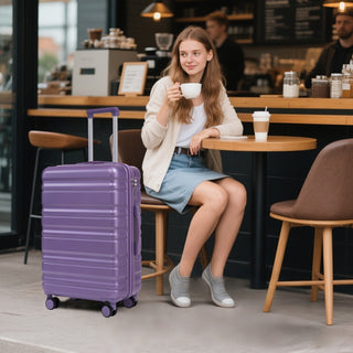 HIFINE TOURIST 3-Piece Purple Luggage Set - 20"/24"/28" ABS Spinner Suitcases with Combination Lock
