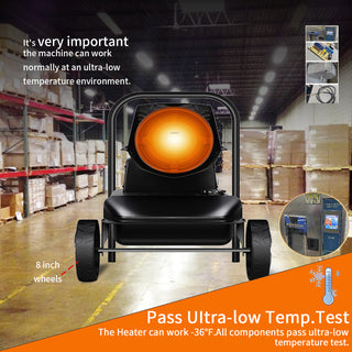 Portable 125,000 BTU Kerosene/Diesel Forced Air Heater with Thermostat | Heavy-Duty Torpedo Heater for Jobsite, Garage & Farm