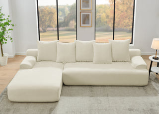 Modern L-Shape Sectional Sofa Couch – 110.25"x67", Modular Melange Velvet Sofa in Beige, Free Combination Design