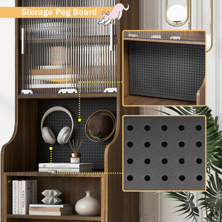 Mid-Century Modern Walnut Vintage Multi-use Cabinet With Cat scratcher Bed cat friendly furniture