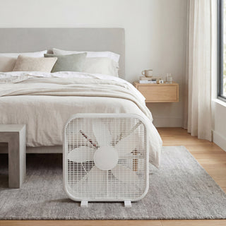 20 Inch Box Fan, 3-Speed Portable Cooling Fan With Carry Handle, Quiet High Velocity Air Circulator, 80W Powerful Airflow, Slim & Lightweight, Floor Fan for Bedroom, Home, Office, Dorm, Garage, White