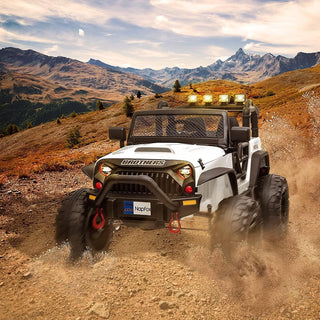 12V Ride on Car Truck with Remote Control, 2 Seater Kids Electric Car, Spring Suspension, 9Ah Battery Powered, 3 Speeds, Double Doors, Music Player