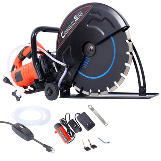 14-Inch Electric Cut Off Saw | Wet/Dry Concrete Saw with Water Line Attachment