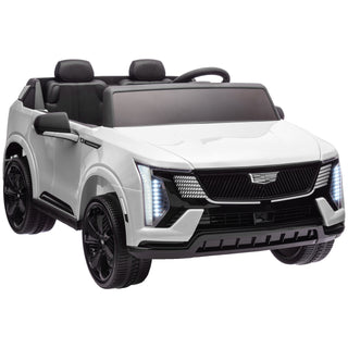 Qaba 2-Seater Ride on Truck, 12V 10AH Cadillac Escalade IQ 2025 Licensed Kids Electric Car with Remote Control, 4 Spring Suspension Wheels, LED Lights, Music Horn, White