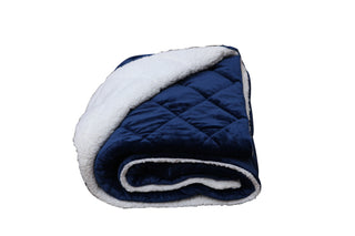 Modern Reversible Throw Blanket, Navy Blue and White