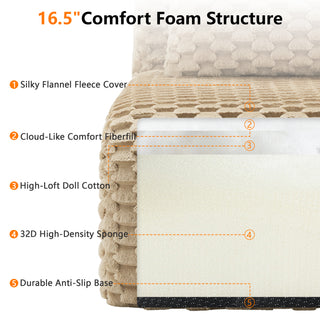 82" Light Camel Flannelette Modular Sectional - No Assembly Cloud Couch