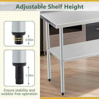 Heavy-Duty Stainless Steel Prep Table 24x60" | Commercial Work Table with Adjustable Undershelf & Galvanized Legs