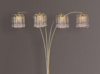 Modern Luxury 5-Light Arc Floor Lamp | Radiant Crystal Shades, Gold Metallic Stems & Half Moon Base