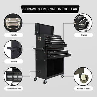 8-Drawer Large Capacity Rolling Toolbox | Detachable Tool Cabinet with Wheels & Lock