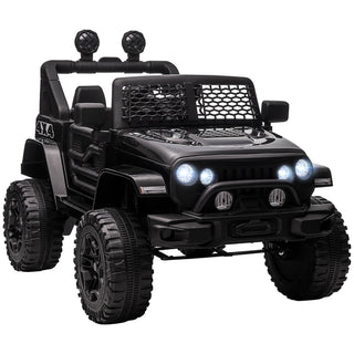 12V Kids Ride On Truck with Parent Remote Control, Electric Battery Powered Toy Car with Spring Suspension, Adjustable Speed, LED Lights and Horn, Black