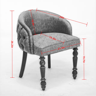 Hand-pulled buckle decoration PU Dining Chair,Accent Leisure Chair, Mid-Century Modern Arm Chair with Solid Wood Armrests and Legs, 1-Seat Cushioned Sofa for Living Room Bedroom,Brown color,SW1865BR