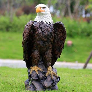 13' H x 24.4' L Large Standing Bald Eagle Garden Statue, Hand-Painted American Eagle Sculpture, Indoor & Outdoor Lawn Courtyard Decor, Patriotic Themed Ornament