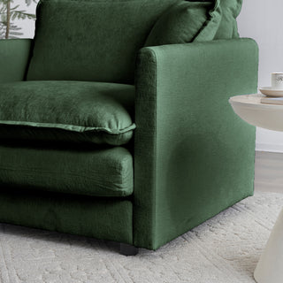 Green Chenille 2-Piece Sofa Set - Modern 2+3 Seater Deep Seat Living Room Group