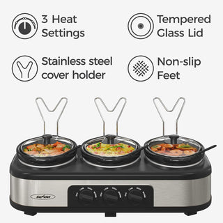 Triple slow cooker and food warmer, view 2