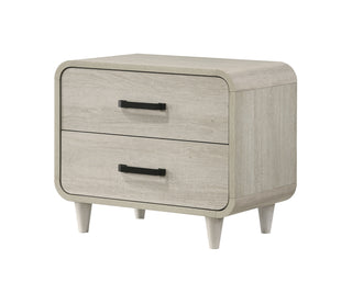Contemporary Solid Wood Nightstand – 1pc Bedroom Side Table with 2 Drawers, Unique White Finish, Modern Bedside Storage Furniture