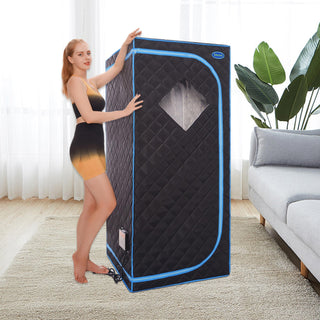 Full Size Portable Infrared Sauna Tent | Home Spa w/ Heating Foot Pad &amp; Reading Light (Black)